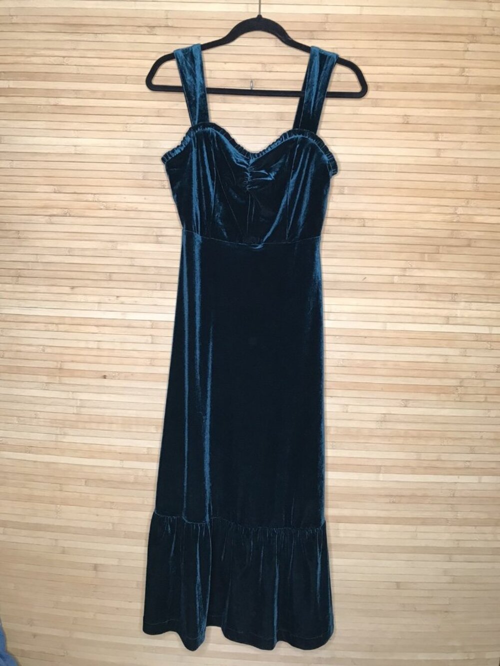 Betsey Johnson Sz S Dark Emerald Green Velvet Holiday Party Dress Maxi 90s Y2K - Picture 2 of 8